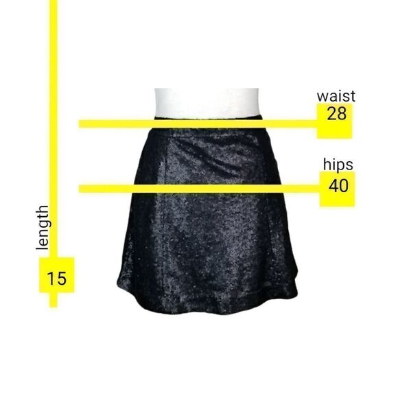Black Sequined Mini Skirt Sz M NWT 0154 - Picture 4 of 12